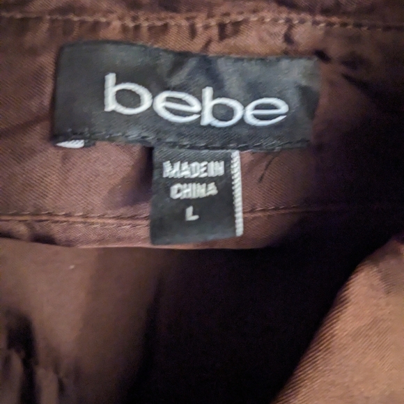 bebe Brown Silk Romper Large - Picture 4 of 5